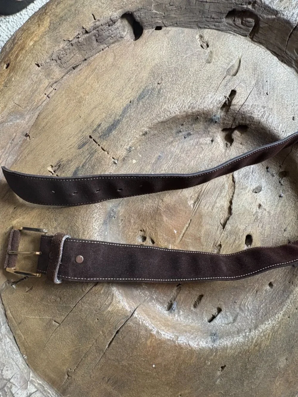 Vintage Hickok brown split suede belt removable buckle gold tone hardware sz 38
